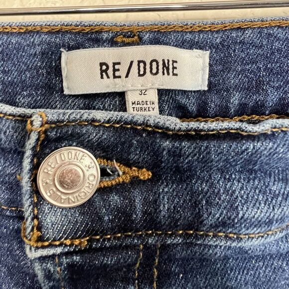RE/Done 90s High Rise Ankle Crop Dark Western Rinse Jeans Size 32 Button Fly R15 - Picture 8 of 8